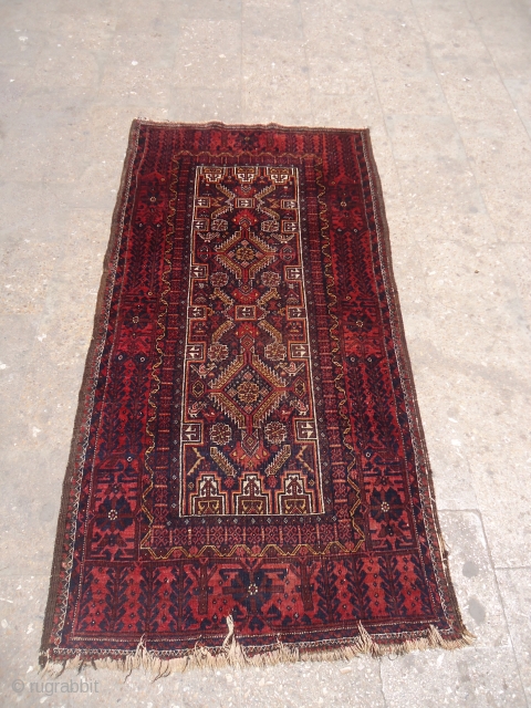 Very Intresting Salar Khan Baluch Rug,all original without any repair or work done,intresting motifs dolls birds animals,fine weave and all natural colors,Size 6'3"*3'1".E.mail for more info and pics.     