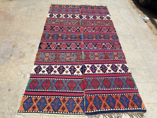 Beautiful Anatolian Kilim with great natural colors,good design abd condition.size 9'2×4'10".E.mail for more info and pics.                 