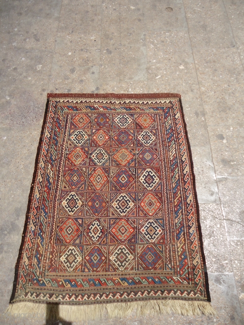 Kurdish Flat woven panel a large grain bag front,with great colors and beautiful design.good condition.Size 3'3"*2'8".E.mail for more info.              