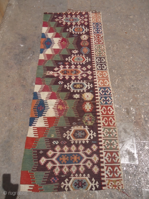 Anatolian Kilim fragment with great natural colors.Size 6'1"2'3".E.mail for more info and pics.                    
