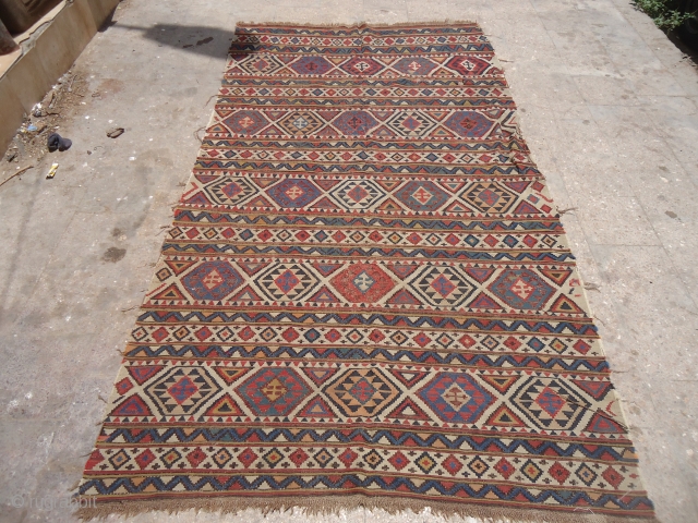 Beautiful Shirvan Kilim with good colors,all original just oxidation to black.Size 9'9"*5'4".E.mail for more info and pics.                