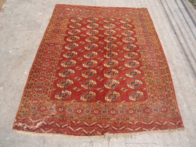 Tekke Rug with beautiful colors and desigen,good age and fine weave.As found,Size 7'9"*5'11".E.mail for more info and pics.               