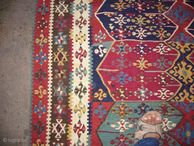 Gorgeous Two part Reyhanli area Anatolian Kilim ?.Extra ordinary supereb natrul colours,with a very fine weave.Good condition,Size 14'8"*4'11".E.mail for more info and pics.          