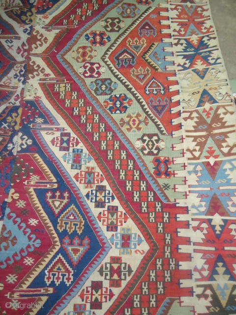 Beautiful Colourfull Anatolian Kilim Fragment,fine weave and all good colours.Size 10'5"*5'7".Email for more info,                   