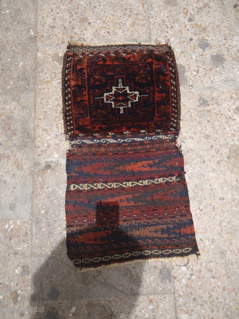 Baluch Chanteh with Original Kilim backing and Silk Highlights,very glossy and shiny wool with good colors.E.mail for more info.              