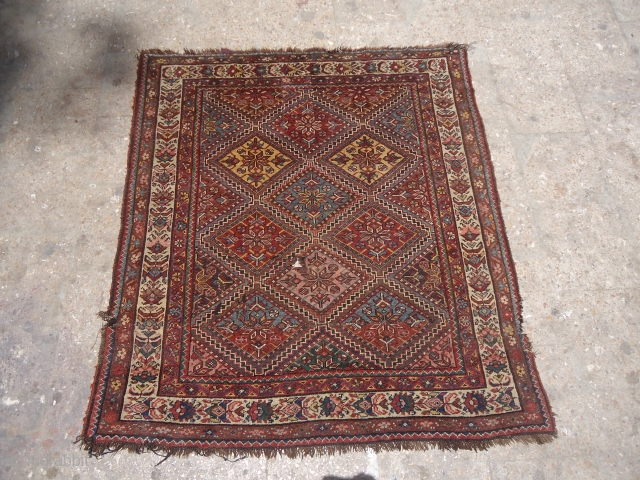 Beautiful Persian Rug Fragment,all good colors,and very nice desigen.Size 4'9"*4'3".E.mail for more info and pics.                  