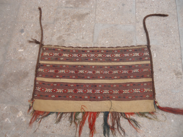 Beautiful Turkmon tent bag with original backing and excellent condition,all natural colors and very fine weave.E.mail for more info and pics.            