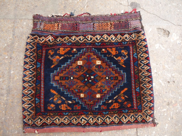 Afshar Bagface wtih nice colors and desigen,soft shiny wool,original Kilim backing.2'6"*1'8".E.mail for more info and pics.                 