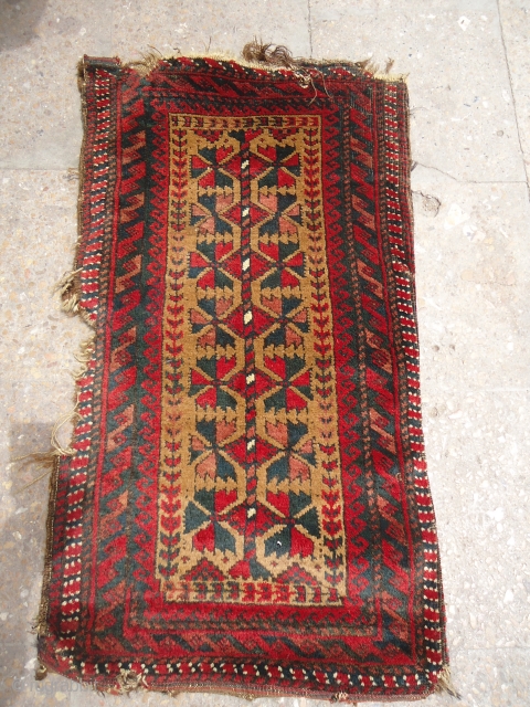 Baluch Balisht with camel wool ground,all natural colors,soft shiny wool,beautiful desigen,Kilim backing,Size 2'5"*1'5".E.mail for more info and pics.               