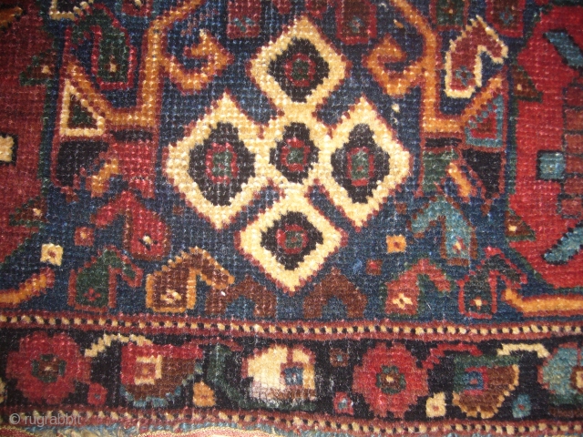 Qashqai ? Afshar ?Bag,  good condition,vegetable dyes.without any repair. Fringes are not original they are swen, Hand washed and ready for hanging. Size 2*1ft.        
