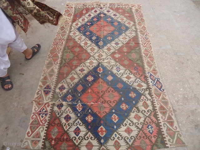 Fragmently Anatolian Kilim,good colors and nice border,as found.E.mail for more info and pics.                    