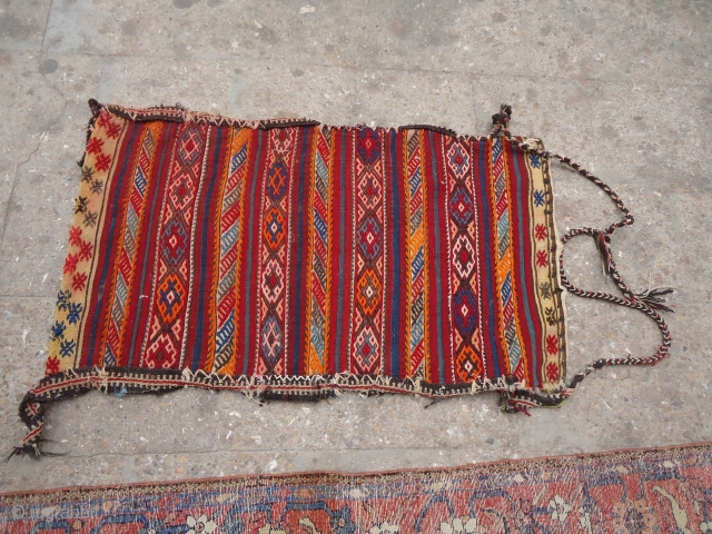 Beautiful Anatolian Grain Bag with all original ropes and threads,very nice design colors and design,orignal backing.Ready for the display.              