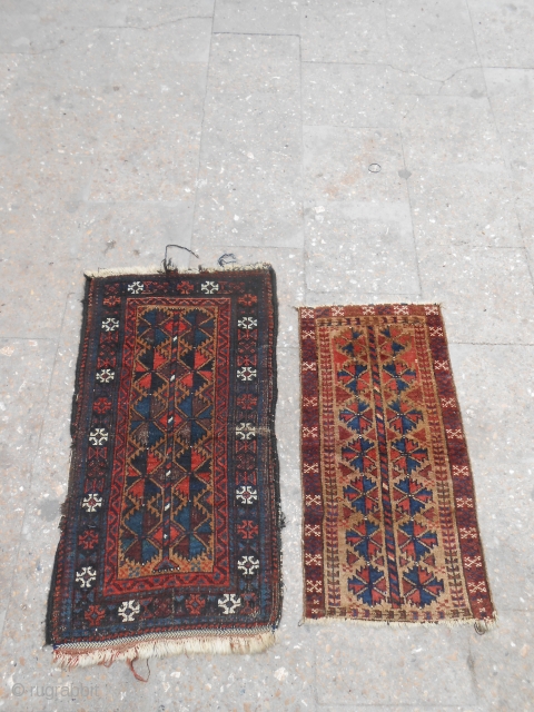 Baluch Balishts with good age and all natural colors,very fine weave and nice design.All original without any repair or work done.E.mail for more info and pics.       