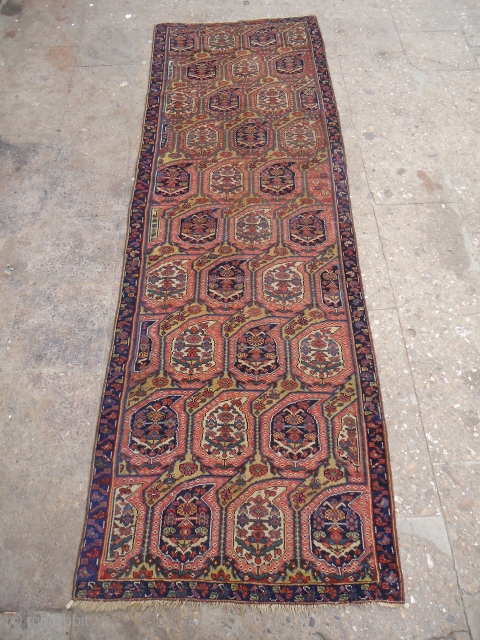 Khamseh Runner with beautiful colors and desigen,fine weave,good age,nice condition.Very nice pce.Size 8'2"*2'8".E.mail for more info and pics.               