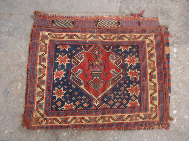 Afshar Bagface with beautiful blue background and great natural colors,all original wihtout any repair or work done,original kilim backing.E.mail for more info and pics.         