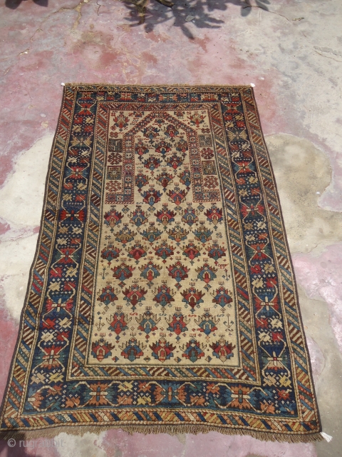 Daghestan or Shirvan Prayer Rug,beautiful Ivory ground ,nice colors and condition.Ready for the display.E.mail for more info.                