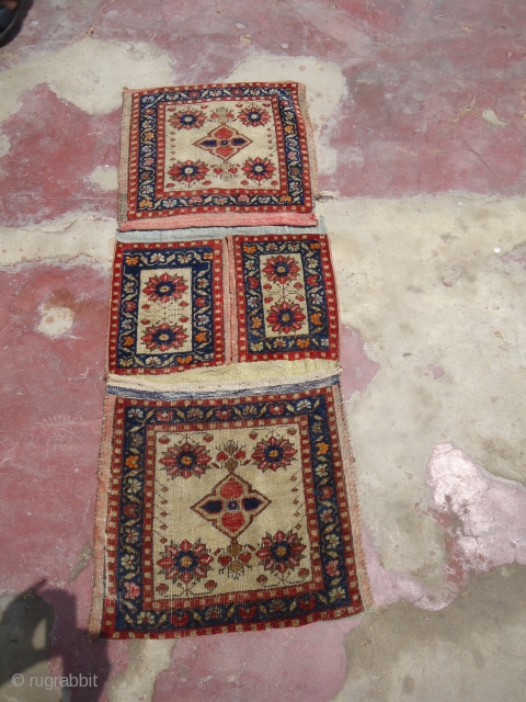 Anatolian Piled Heybey.beautiful colors specially the ivory ground and design.Good condition.Original backing, Hand washed ready for the display.               