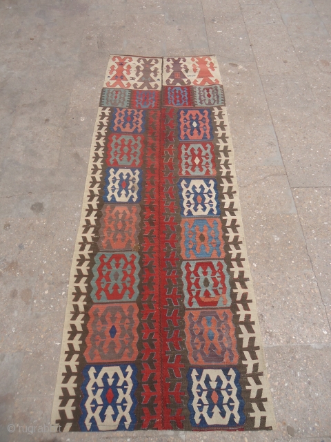 Colorfull Anatolian Kilim fragment with very fine weave and all natural colors.E.mail for more info and pics.                