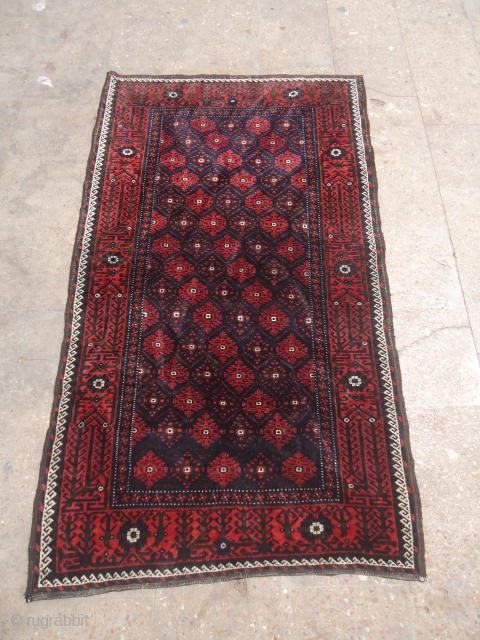 Baluch Rug with excellent colors and condition,very nice design,soft shiny wool.All original without any repair or work done.Size 5'10"*3'4".E.mail for more info and pics.         