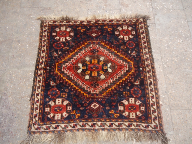 Qashqai or Shiraz large bagface with very nice colors and design,soft shiny lustrous pile,all original.E.mail for more info and pics.             