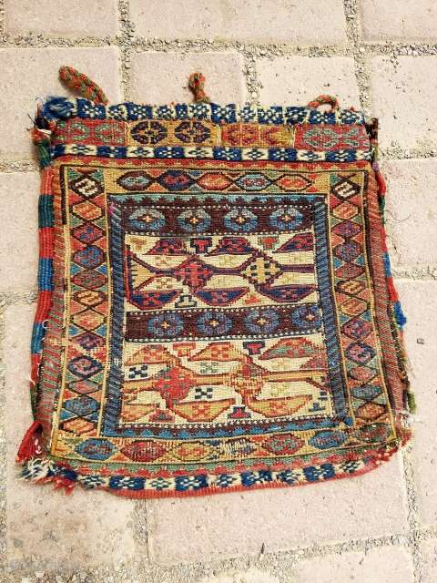 Soumac Chanteh with original kilim backing all natural colors, good design and condition. Size 11'*10'.E.mail for more info and pics.             