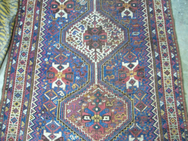 Supereb Khamseh or Qashqai Runner with electric blue ground,with nice colours,condition and desigen,all original without any work done,Handwashed ready for use,E.mail for more info.         