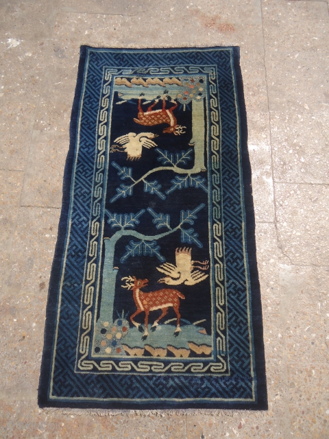 Tibet or Chinesse Hanging Rug with Deer and Bird on River,very nice rug with great colors and excellent condition,very nice wool.Good age and design.Size 4'6"*2'4".E.mail for more info and pics.   