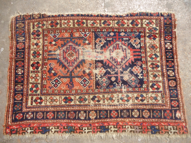 Kurd Early Chuval Frag with great colors and desigen,good age,fine weave,As 
found.All natural colors,Ready for the display.E.mail for more info.             