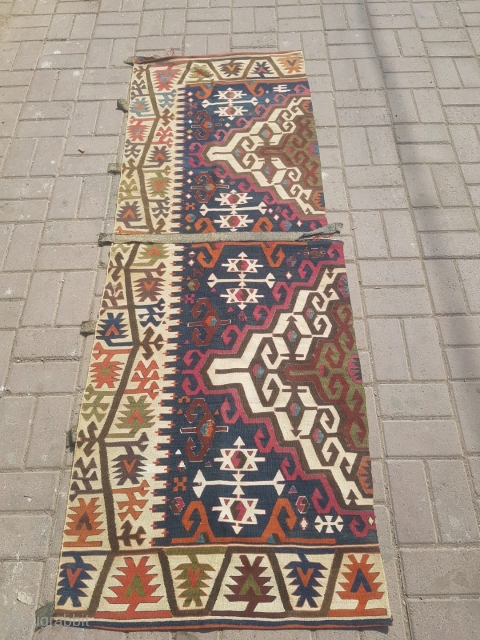 Bold design Anatolian Kilim fragment with all good colors.Size 6’8”*2’5”.E.mail for more info and pics.                  