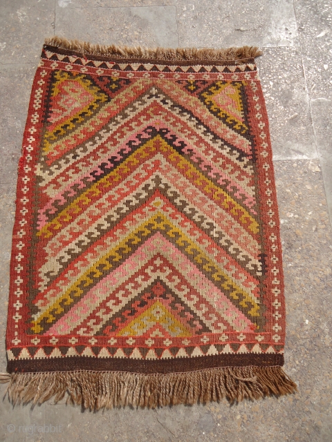 Beautiful Stripe child prayer kilim,with nice colors and design.Size 2'8"*1'10".E.mail for more info.                    