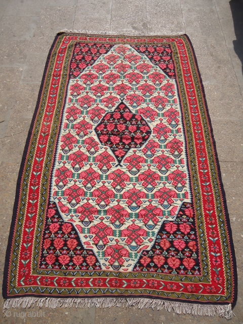 Beautiful Senneh Kilim,with energetic colors,design and feel.Perfect condition.Size 6*3'9".Early 20th century.E.mail for more info.                   