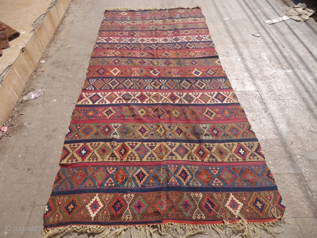 Anatolian Kilim with great natural colors and beautiful design,all original without any repair or work done,good age.Size 10'10"*4'11".E.mail for more info and pics.          
