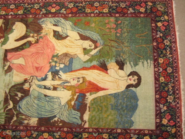 kashan old rug mint condition. natural dyes                          