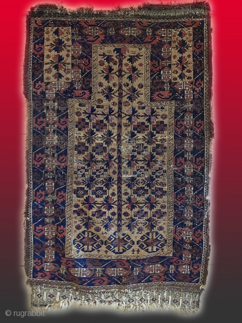 Hi All, 19th century Baluch prayer. very cute!! It measures 4-6 x 2-10. Thanks!!!                   