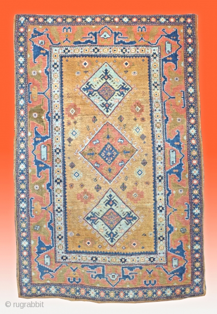 Size: 3-2 x 4-9
Not sure of its origin but it's pretty with age
Please contact me directly kia@artofpersianrugs.com                