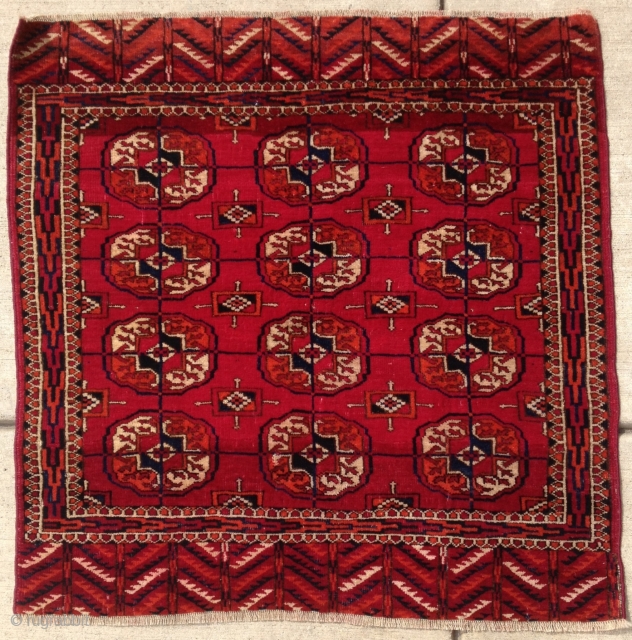 Cute little Tekke, odd size 3'x3'. It's perfict for use on the floor if you don't want to step on your multi thousand dollar Salor. final sale as is for this low  ...
