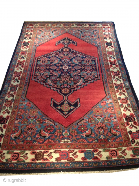 Dear RugRabbit member. I'm selling this Persian rug, late 19th century mint condition measuring 4'-1" x 6'-8". It has all saturated natural colors. It is a Kurdish village piece from Bijar region.  ...