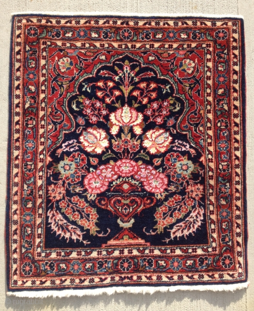 Old Persian Kashan Mat. Full Pile ends and sides complete. Use of silk in the drawing(flowers). Hand washed and very floppy. Great little Kashan. This little guy has Dabir weave, possibly a  ...