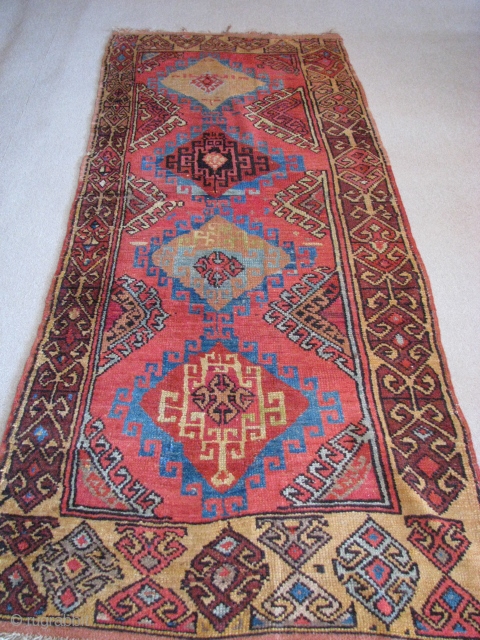 Konya rug from the end of 19th century
size:252cm x 105cm - 8.26ft x 3.44ft. To visit my other collections, https://www.etsy.com/your/shops/KILIMSE             