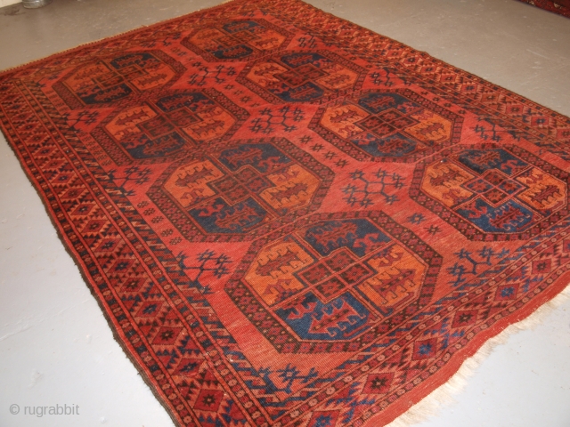 Ersari main carpet of small size with very large guls, Size: 301 x 210cm.                   