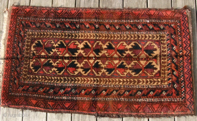 (22) Beludj balisht, 50 x 89 cm., with woven back, perfect condition, saturated dyes incl. aubergine.

-Kolya                 