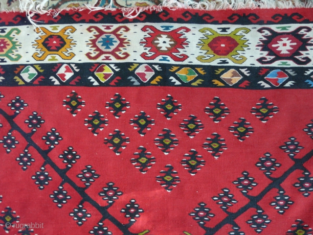  Red Kilim, ca. 1920. 3.45 m long, 2.86 m wide. Perfect for a smaller living room or large foyer. POR

-Kolya            