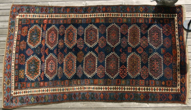 (42) Blue Jaff Kurd, 159 x 264 cm, full pile with very lustrous wool, no damage, barely discernible wear to the pile, at least 8 colors, original edges and flatweave at both  ...