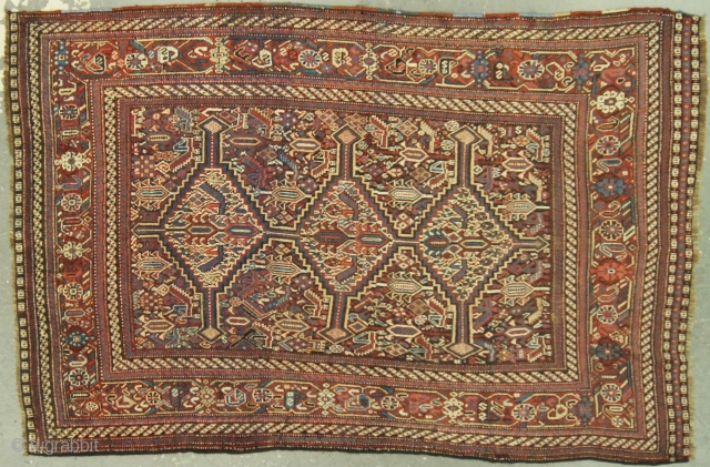 Persian Kashgai, c. 1910. 5½ x 8 ft (170 x 245 cm), fair condition.                   