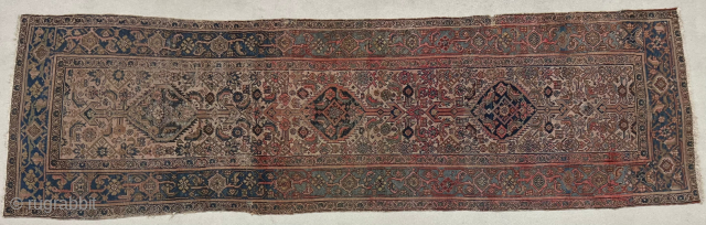 3 x 10½ (95 x 325 cm) Bibikabad c1920. Worn. We're having trouble with rugrabbit email. Please call me at +1 (952) 853-5000 or use my website, https://kuroshrugs.com.
     