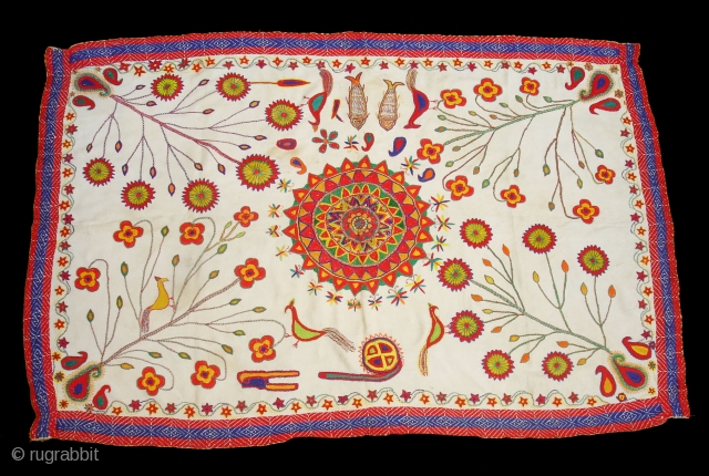 Kantha Quilted and embroidered cotton Kantha Probably From East Bengal(Bangladesh)region.India.Its size is 115cmX173cm(DSC06529 New).                   