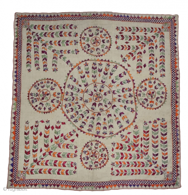 Chakla Wall Hanging From Saurashtra Gujarat India.This were Traditionally used mainly by Kathi Darbar family of Saurashtra Gujarat India.C.1900.Its size is 137cmx145cm(DSC04260 New).          