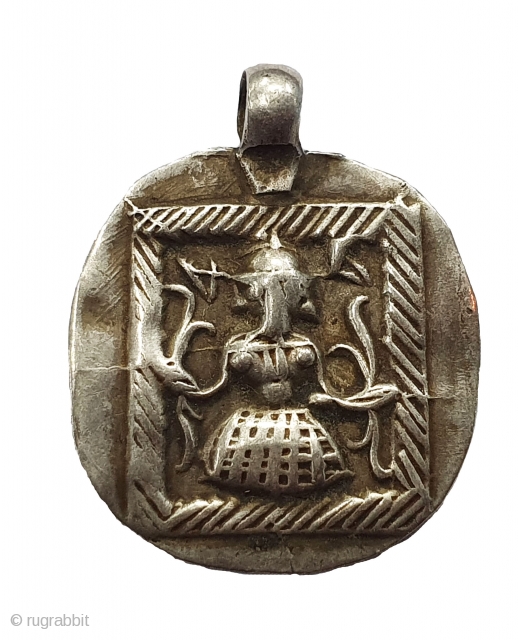 Tribal Indian Silver Pendant of Godess,From Kutch Gujarat India.India.C.1900 (20200123_142145).                       