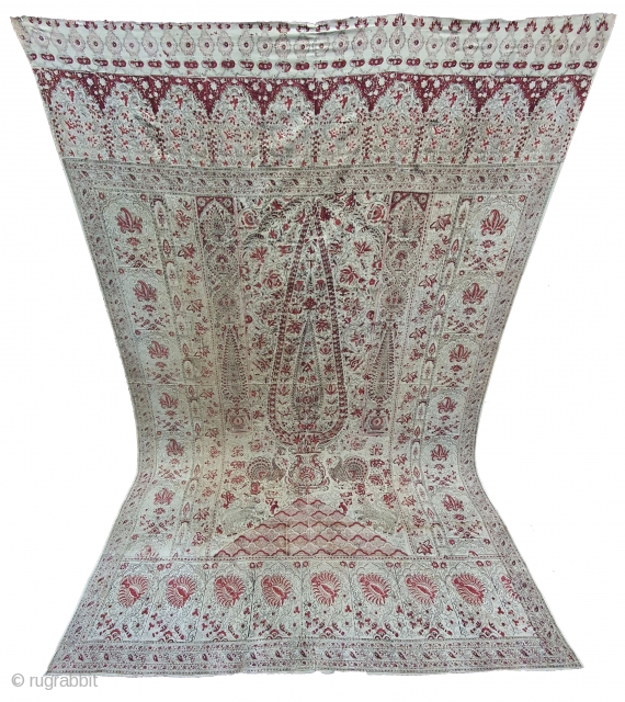 Kalamkari Palampore From South India Made for Export Market , Late 19th Early 20th Century. Hand spurn cotton,Natural Dyes. Its size is 170cmX250cm(20200123_203958).
          