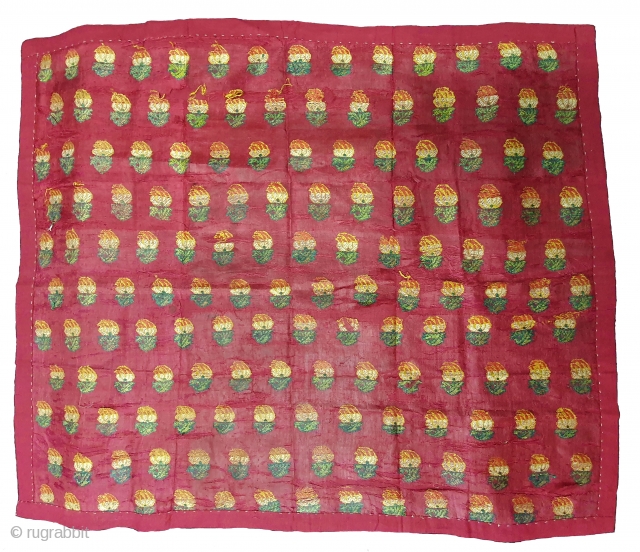Amru Fregamnet From Deccan, India. This Amru weaving done in Deccan, Probably Hyderabad South India,Dated 1835. Its Silk with floral butis. Amru is a fabric made of silk. Its size is 65cmX80cm(20200127_174241). 